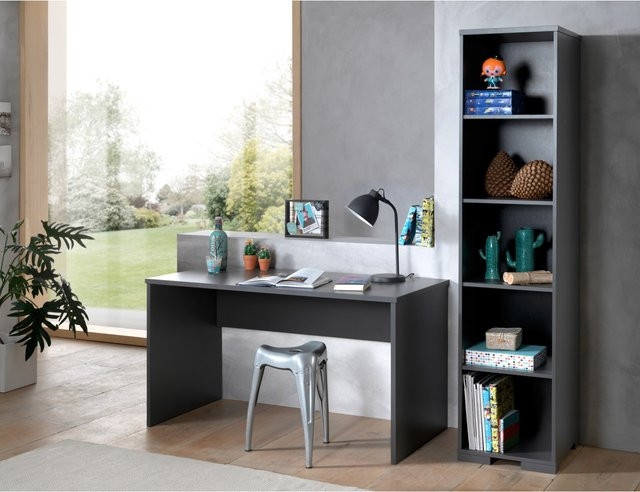 Vipack LONDON Jugendzimmer Set 2-teilig mit Schreibtisch und Regal in Anthrazit und Buche natur massiv - Bild 1