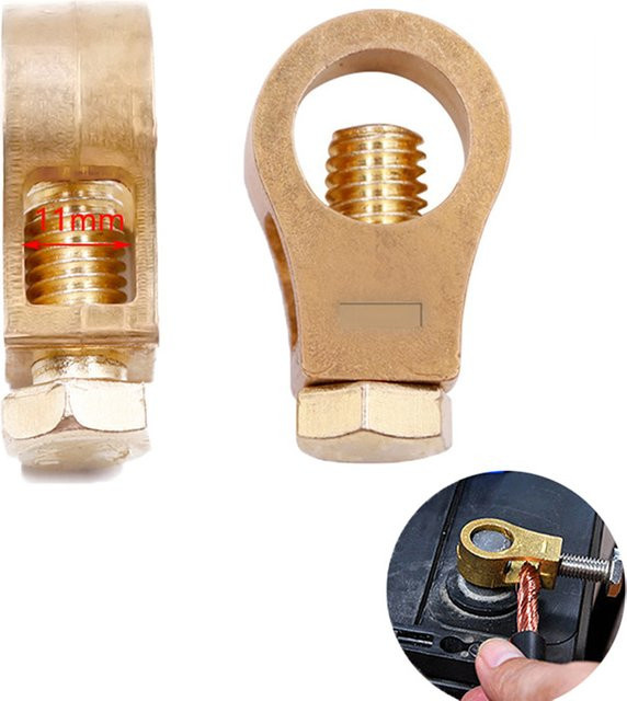 JINHF Autobatterie Klemmen Set aus Kupfer in Gold für Positiv- und Negativpole mit Schnellverbinder als elektrisches Steckverbinder-Zubehör - Bild 1