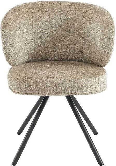 Vente-unique Lyaro Drehstuhl in Taupe mit schwarzem Metallgestell und strukturiertem Stoff, Höhe: 63 cm - Bild 1