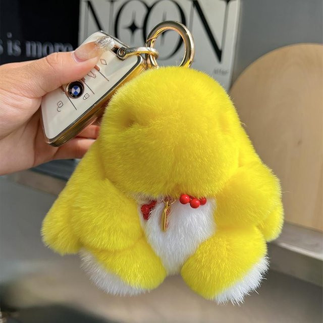 Schlüsselanhänger Plüschhase, gelb, 13 cm, Kinder, Mädchen - Bild 1