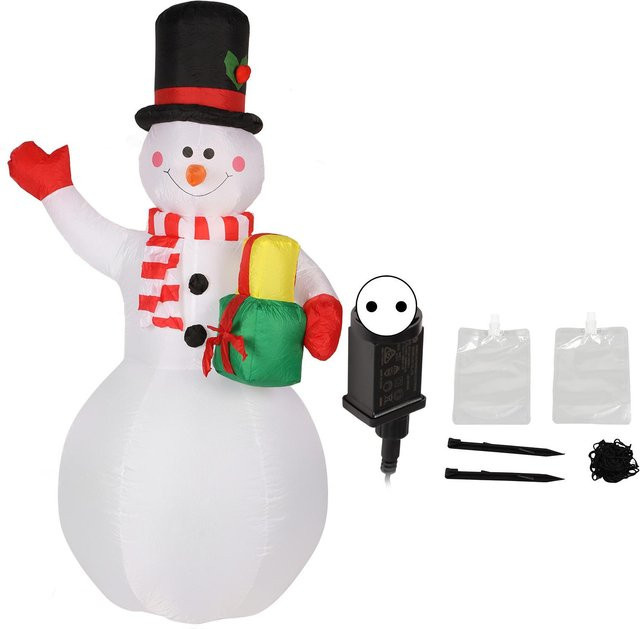 Aufblasbarer Schneemann TOMTOP JMS als Weihnachtsdekoration in Weiß und Rot mit rotierenden farbigen LEDs, Höhe: 150 cm - Bild 1