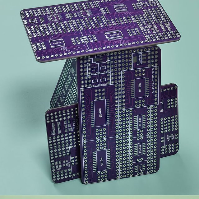 5er Set doppelseitige SMD zu DIP Adapter PCB Breadboard für Arduino, Farbe: Lila, B/T/H: 9 x 5,2 x 1,6 cm - Bild 1