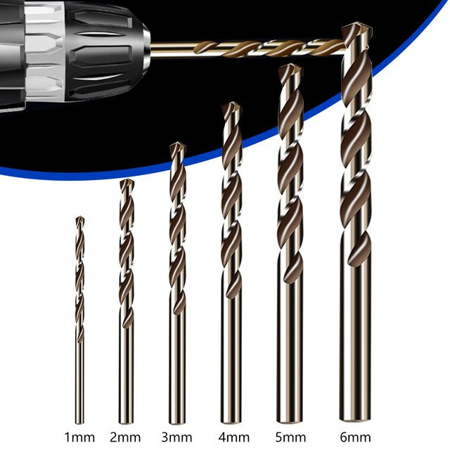 VIBRATITE HSS M35 Kobalt Bohrer Set aus Edelstahl in Silber, 6er Set für Metall, Eisen und Holz - Bild 1