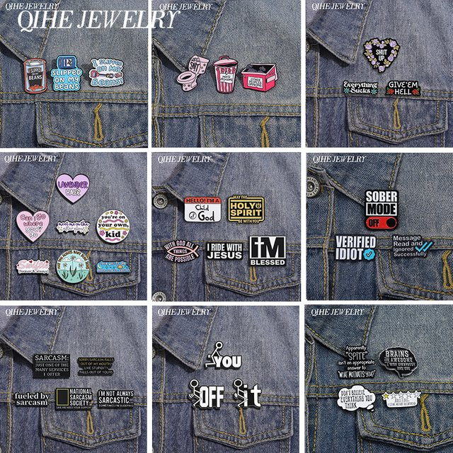 QIHE JEWELRY Emaille Pin, Humorvolle Zitate, Unisex - Bild 1