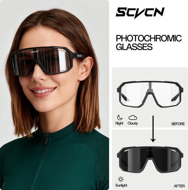 SCVCN Photochrome Sonnenbrille, Vollrand, Kunststoff, Unisex, black - Bild 1