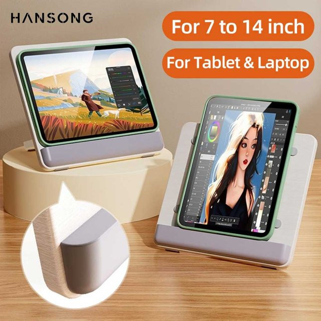 Hansong Tablet-Ständer und Laptop-Ständer für 7 bis 14 Zoll, universeller Zeichenständer und Buchhalter für iPad, Samsung, Xiaomi, Lenovo und Microsoft - Bild 1