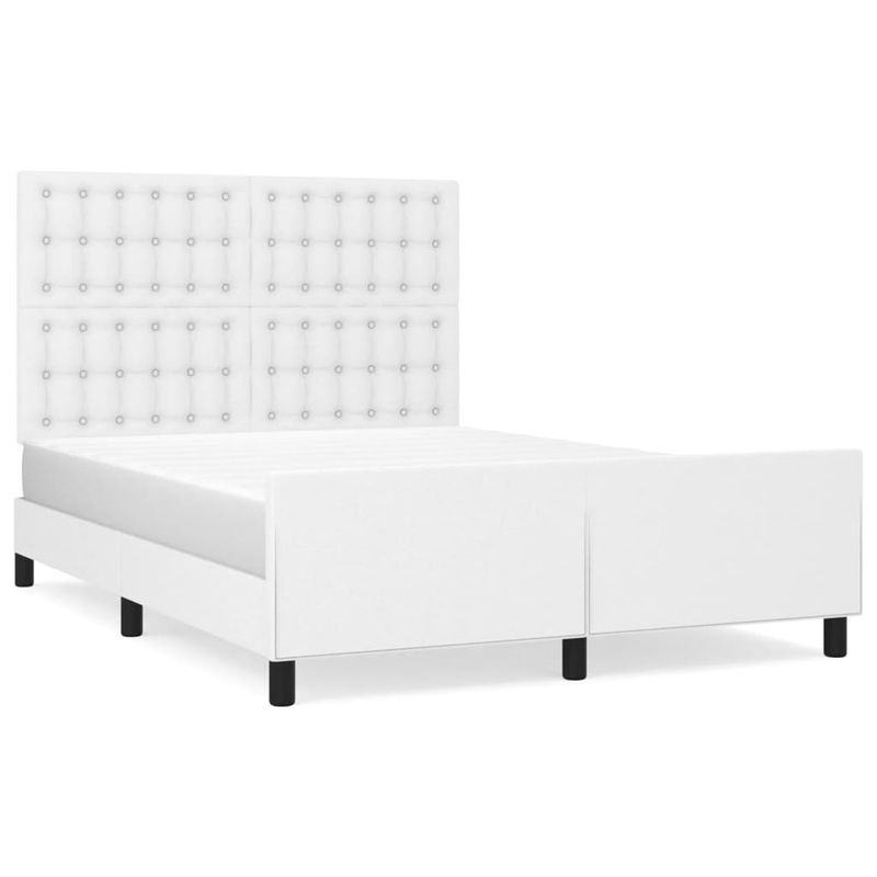 Vidaxl Polsterbett mit Kopfteil in Weiß mit Kunstleder Bezug, B: 140 cm, L: 200 cm - Bild 2
