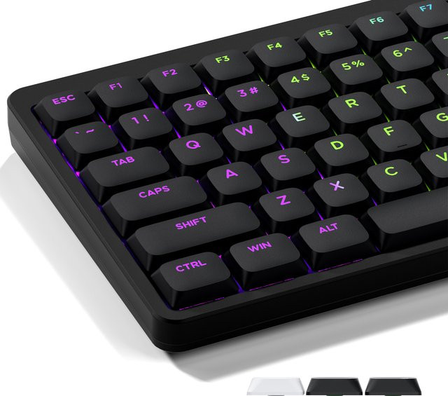 XVX Skyline Low-Profile Keycaps Set mit 127 Tasten in Schwarz, Double-Shot Shine Through für mechanische Gaming-Tastaturen - Bild 1