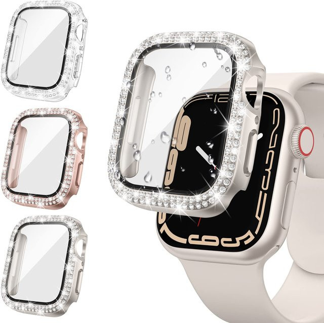 CRESTED Schutzhülle für Apple Watch, Glas, Diamant, Kristall, Schwarz, Unisex - Bild 1