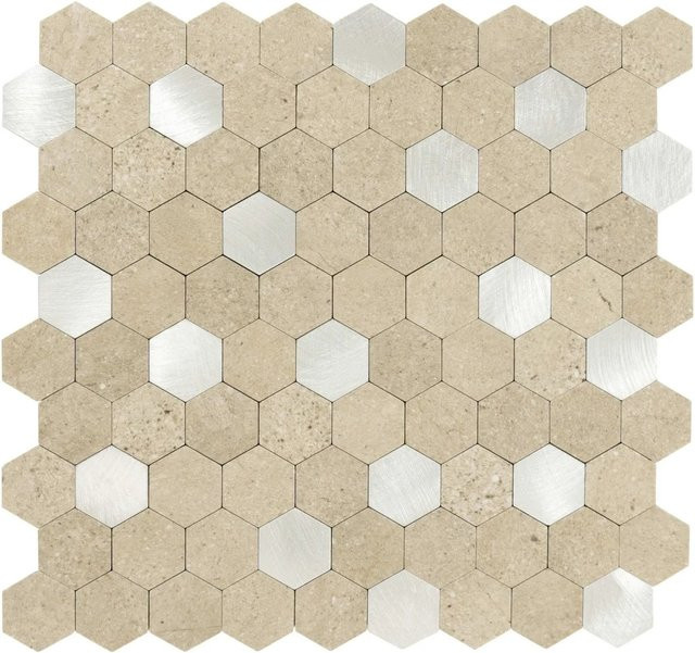 Dalsys Selbstklebende Mosaikfliesen Hexagon in Sand Silber, 11 Stück mit 0,88 m² Abdeckung - Bild 1