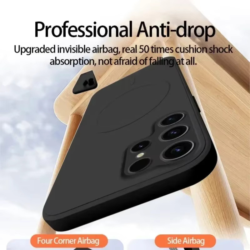 Original Flüssigsilikon Magnetische Kabellose Ladehülle für Samsung Galaxy S26 S25 S24 S23 S22 S21 Ultra Plus mit MagSafe Funktion, Stoßfest, Schwarz - Bild 1