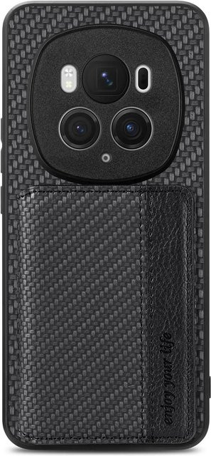 Leder Handyhülle mit Kartenhalter und Ständer für Huawei Pura 70 P60 P50 Mate Honor X7B X8B 80 90 100 Nova 10 11 Magic 6 5 Pro in Schwarz - Bild 1