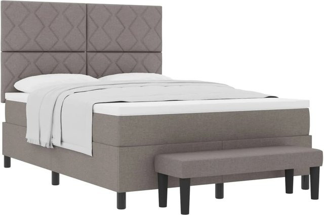 vidaXL Boxspringbett mit Matratze in Taupe, modernes Design aus Stoff und MDF, B/T/H: 160 x 200 x 280 cm - Bild 1