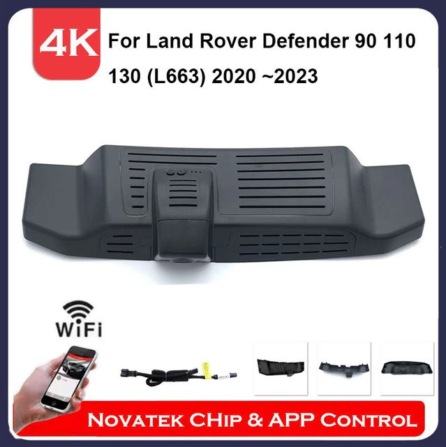 Sindarui 4K Dash Cam mit Wi-Fi für Land Rover Defender 90 110 130 (L663) 2020-2023, Vorne und Hinten, Plug and Play Auto DVR, Schwarz - Bild 1