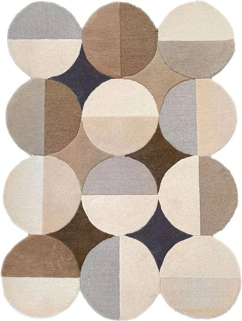 Flair Rugs Wollteppich Mia Ellipse in Beige, handgeknüpft, B: 160 cm, T: 230 cm - Bild 1
