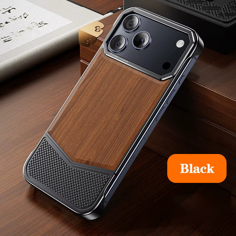 Eary Solide Holz-Handyhülle für iPhone 17 Pro Max mit MagSafe Magnetischem Rahmenlosen Stoßfestem Fallschutz in Schwarz oder Braun - Bild 6