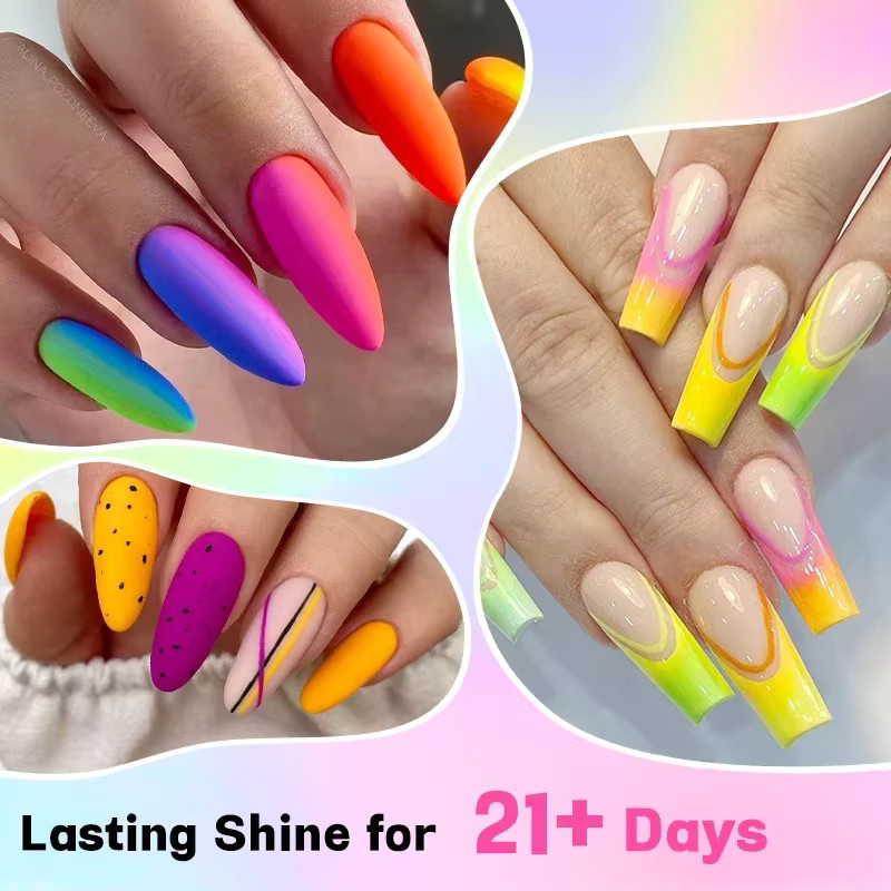 Four Lily Gel Nagellack Set, 6 Teile, Hellrosa Glitter, 10 ml - Bild 2