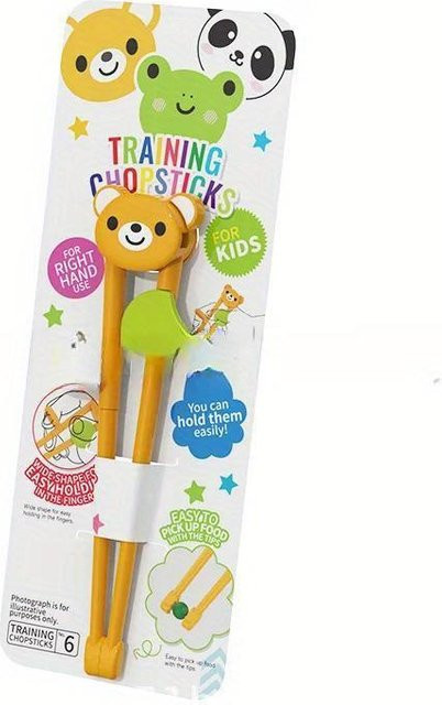 NATAWA Lern-Essstäbchen für Kinder mit Cartoon-Tier-Design in Gelb - Bild 1