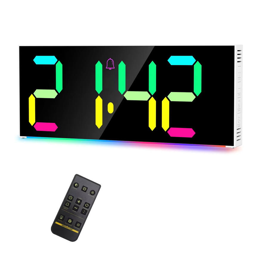 ORIA Digitale RGB Wanduhr mit großem Display und Fernbedienung, Multicolor, Breite: 30,5 cm - Bild 7