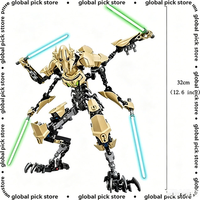 Star Toy General Grievous Roboterfigur, Actionfigur, 32cm, mit Lichtschwertgriff und Kampfwaffen-Modell - Bild 1