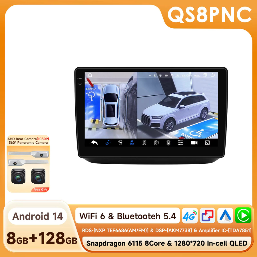 OSSURET Android 15 Autoradio für Skoda Fabia 2 (2007-2014), 10,1 Zoll 2 DIN mit Qualcomm Snapdragon 6115 Octa Core, GPS, Bluetooth, Wi-Fi, Schwarz - Bild 7