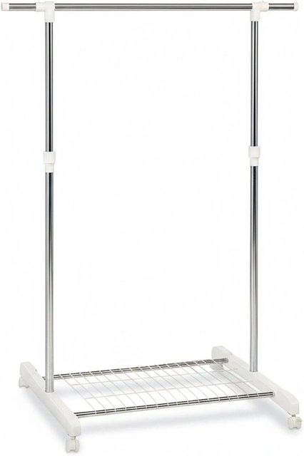 Relaxdays Kleiderständer auf Rollen aus Edelstahl und Kunststoff in Silber und Weiß, höhenverstellbar und breitenverstellbar, H: 165 cm, B: 160 cm, T: 43 cm - Bild 1