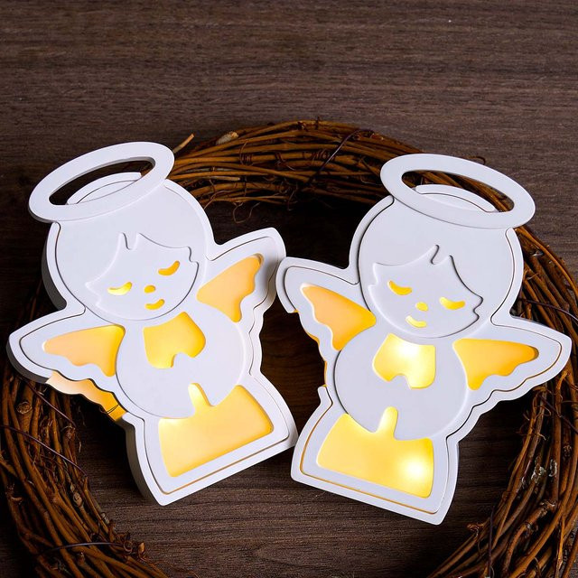 Silikonform Engel Silhouette für LED Licht Ornamente aus Gips oder Harz, UDOCOOL, Weiß - Bild 1