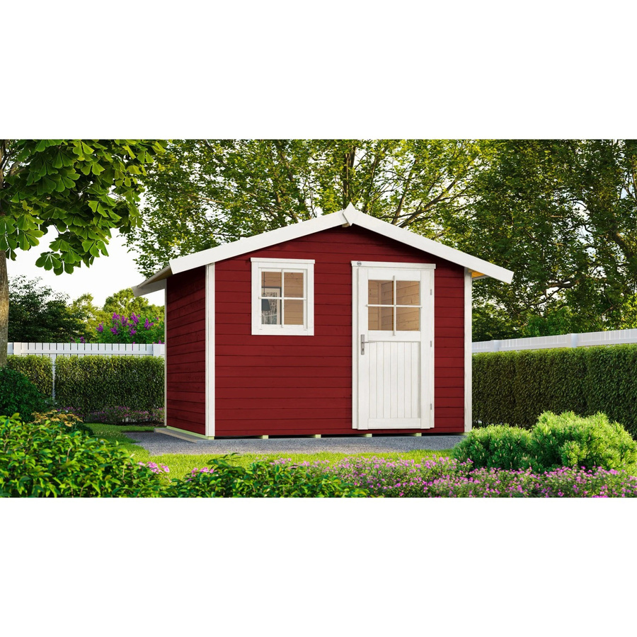 WEKA Gartenhaus 123 Gr.4 mit Satteldach aus Fichtenholz in Rot, B/H/T: 380 x 247 x 235 cm - Bild 2