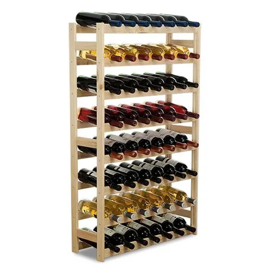 PROREGAL Pinotwine Weinregal aus massivem Kiefernholz, Natur Unbehandelt, braun, H x B x T: 118 x 72 x 25 cm, Platz für 56 Flaschen - Bild 2