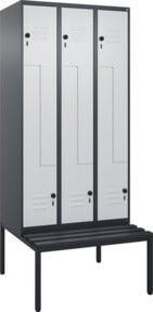 C+P Z-Spind Classic PLUS Sitzbank mit 6 Fächern und Sicherheits-Drehriegel, B/T/H: 212,0 x 90,0 x 81,5 cm, Kunststoff und Stahl, Anthrazit/Grau/Schwarz - Bild 1