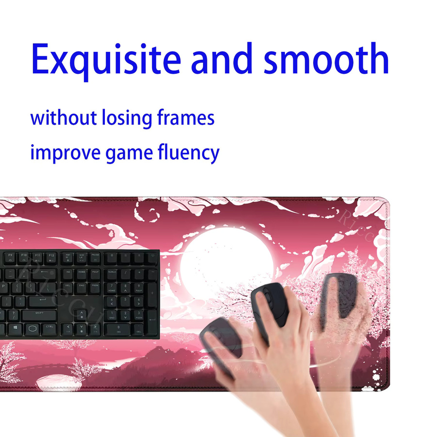 Riccu Mousepad Rosa Kirschblüten Design Große Schreibtischunterlage mit HD-Druck - Bild 3