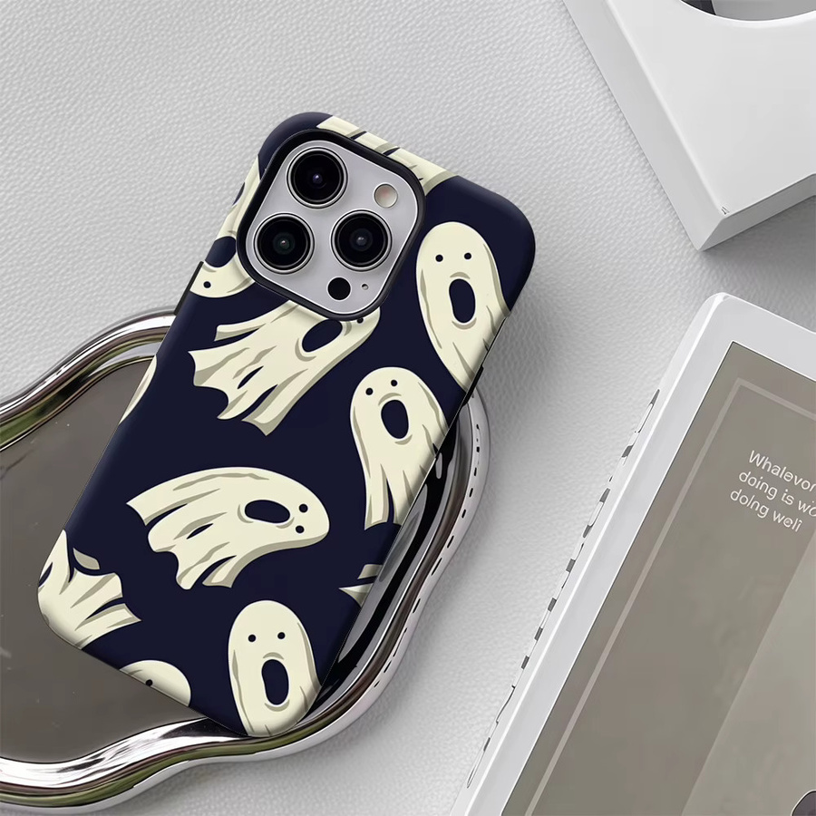 Handyhülle mit verspielten Halloween-Geistern für Apple iPhone 17 16 15 14 13 12 Pro Max Plus, doppelschichtige Rückseite, Multicolor - Bild 6