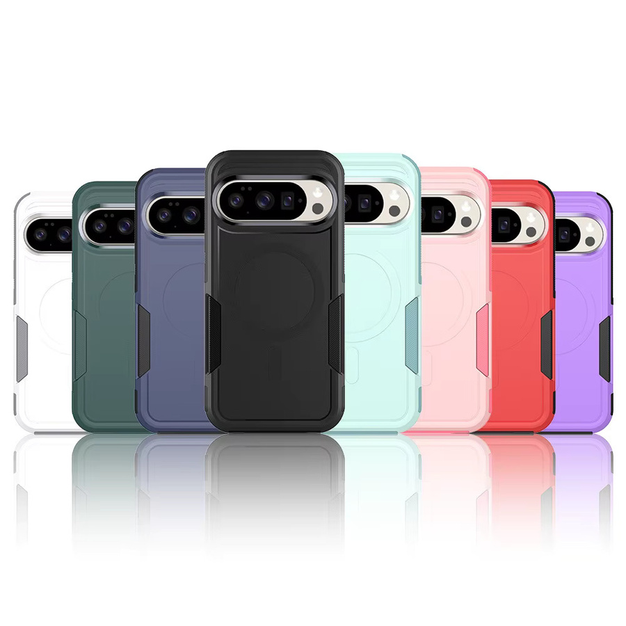Stoßfeste 2-in-1 Heavy Duty Armor Schutzhülle für Google Pixel 10 Pro XL 9 8 8A 7 7A 6 6A mit magnetischer Ladefunktion in Schwarz und Grün - Bild 5