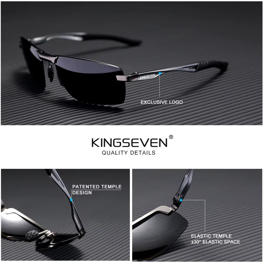 KINGSEVEN Sonnenbrille, randlos, Aluminium, schwarz, Herren, polarisiert - Bild 2