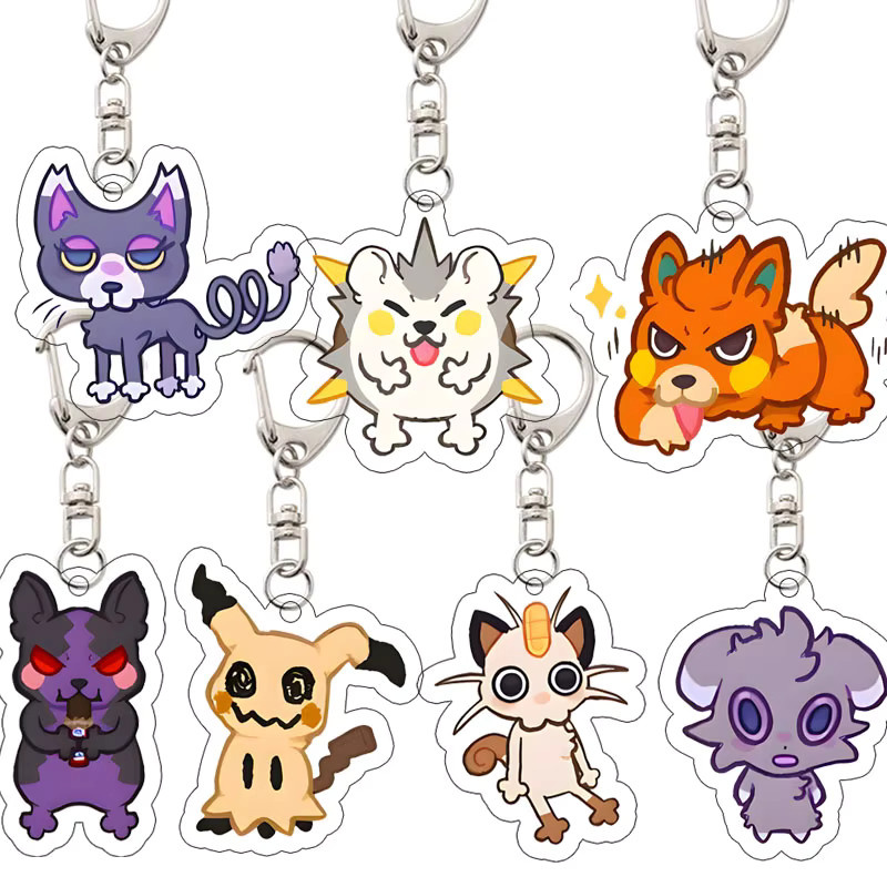 Keeppley Pokémon Schlüsselanhänger, Purrloin, Boltund, Mimikyu, Meowth, Espurr, Bunt / Mehrfarbig - Bild 1