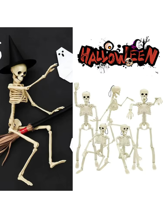 trebalena Halloween Skelett-Hängeornament, Kunststoff, weiß, 40 cm - Bild 6