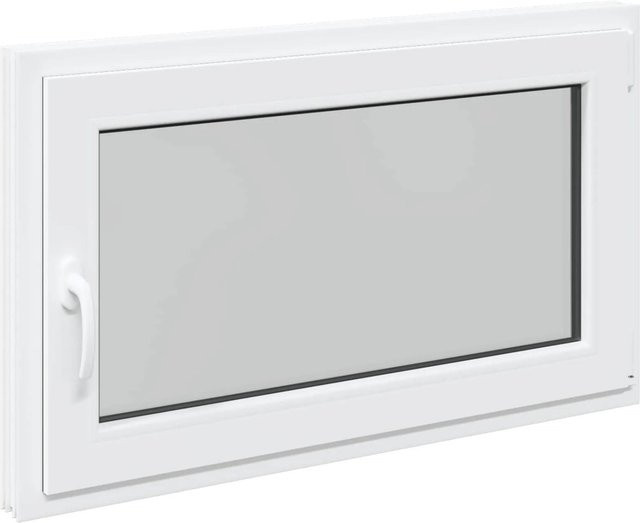 vidaXL Kellerfenster RISOR Weiß aus PVC und Glas, B/H: 100 x 70 cm, Kipp- und Drehfunktion - Bild 1
