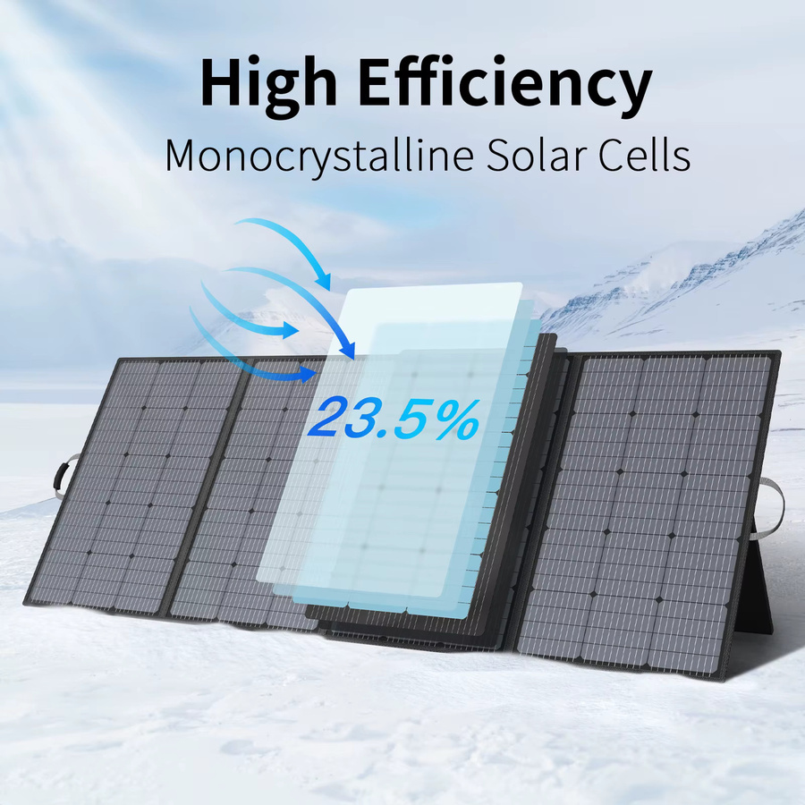 MHPOWOS Faltbares Solar-Ladegerät Schwarz, Wasserdichtes Tragbares Solarpanel für Camping, Wohnmobil und Garten - Bild 2