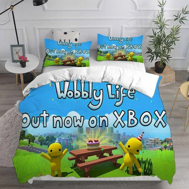 Wobbly Life Bettwäsche-Set aus Mikrofaser mit Bettbezug und Kissenbezug, Blau, B/T/H: 200 x 200 x 200 cm - Bild 1