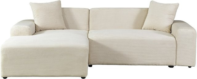 HOME DELUXE Ecksofa AMELIO Cord Beige Rechts, B/T: 240 x 178 cm - Bild 1