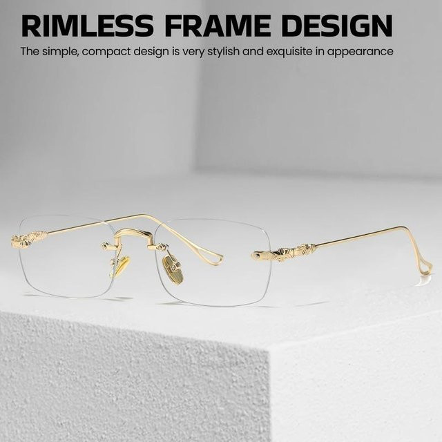 Dote Korrektionsbrille, randlos, rechteckig, Metall, grau, Unisex - Bild 1