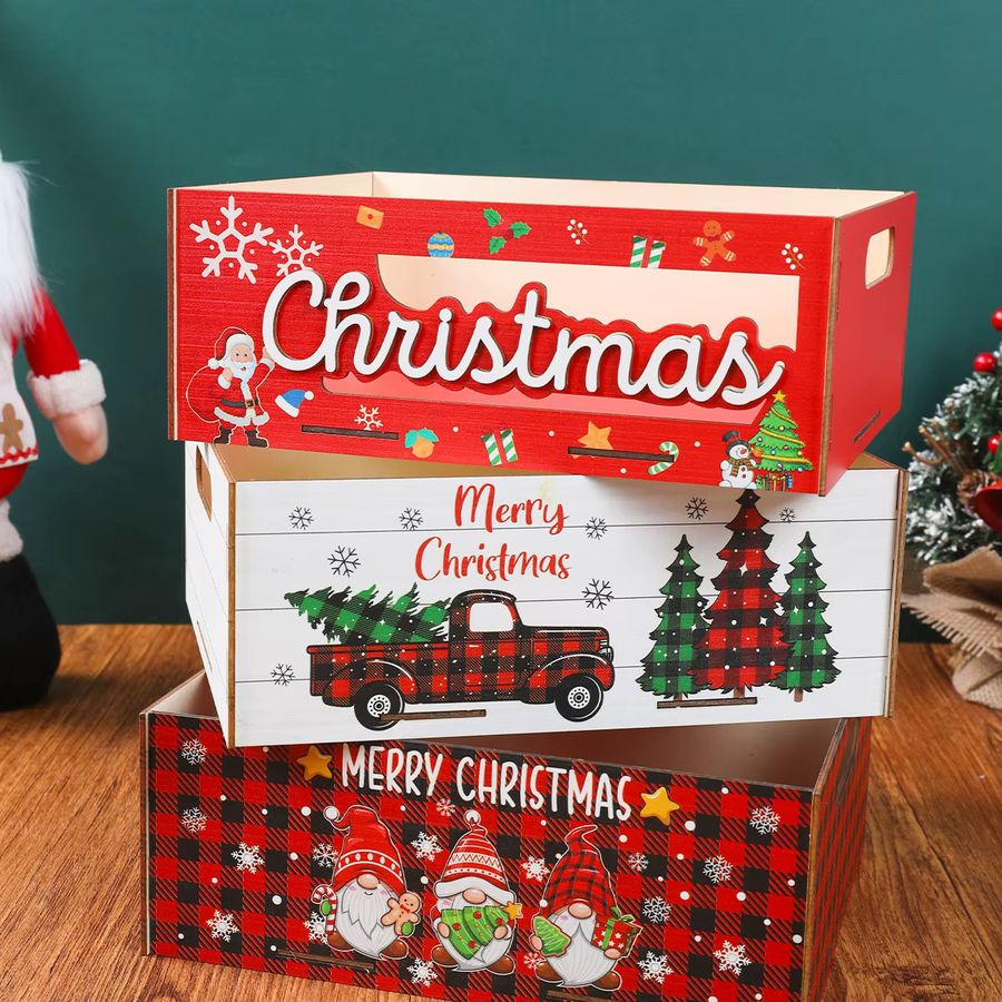 PATIMATE Weihnachts-Leckereien-Box aus Holz mit Frohe Weihnachten Aufbewahrung und Anhängern - Bild 2
