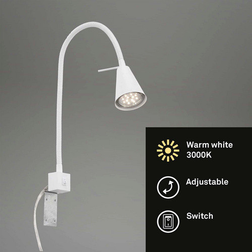 Briloner LED Bettleuchte Tuso in Weiß, schwenkbar, inklusive Leuchtmittel, Höhe: 40,3 cm, Breite: 21,7 cm - Bild 3