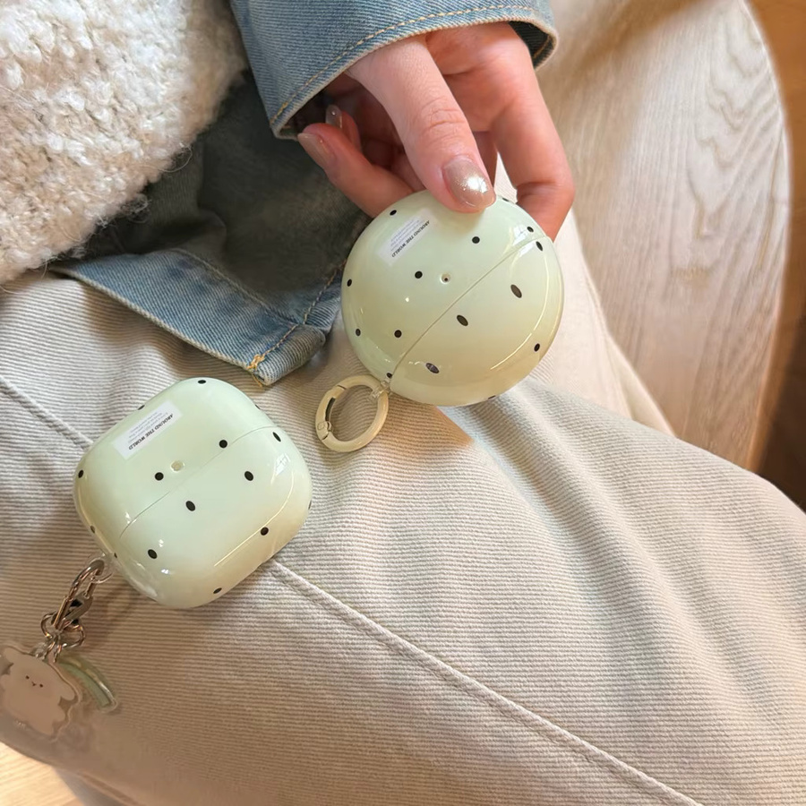 Stoßfeste Schutzhülle mit Lamm-Anhänger für Huawei FreeBuds 7i 6i 5i SE3 FreeClip 2 in Grün mit Polka Dot Muster - Bild 2