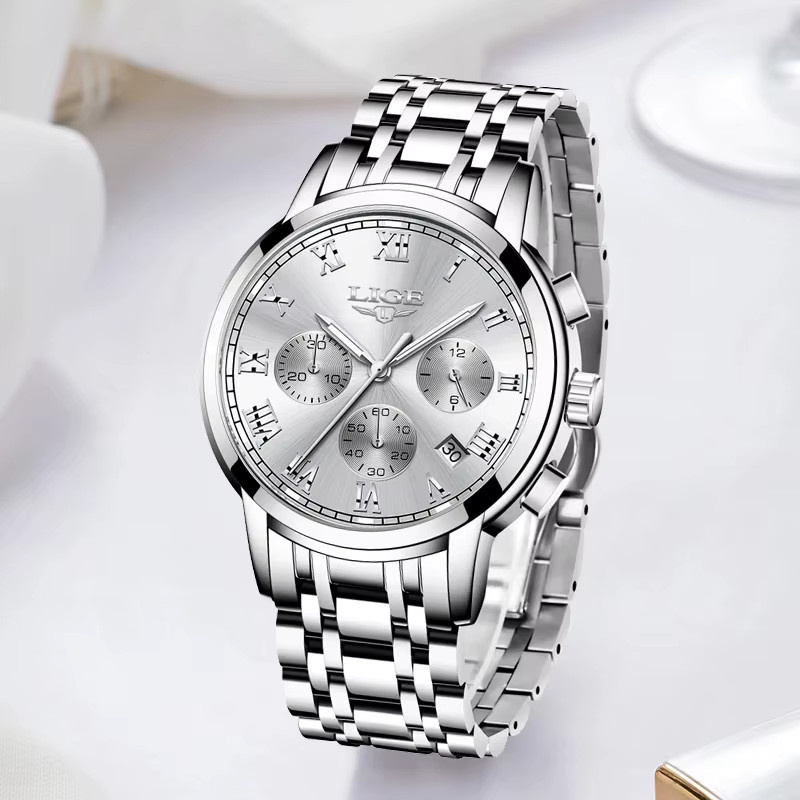 LIGE Chronograph Armbanduhr, Quarz, Edelstahl, Bicolor, Damen - Bild 2