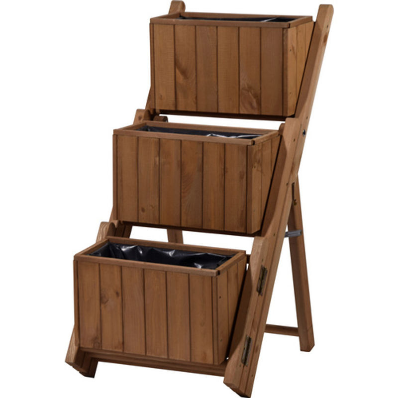 Dobar Ausklappbare Pflanztreppe aus Kiefernholz mit 3 Pflanzkästen, braun, B/H/T: 41 x 85 x 55 cm - Bild 6