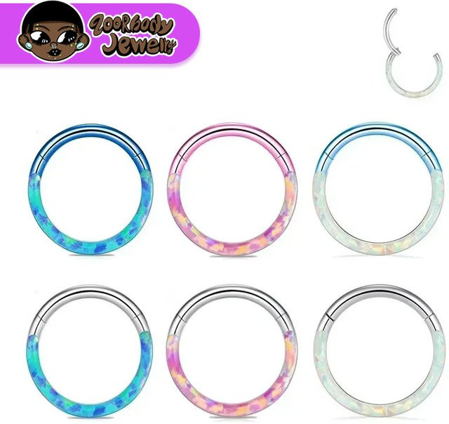 ZOORBODY JEWELRY Septum Nasenring Titan, Opal, Unisex - Bild 1