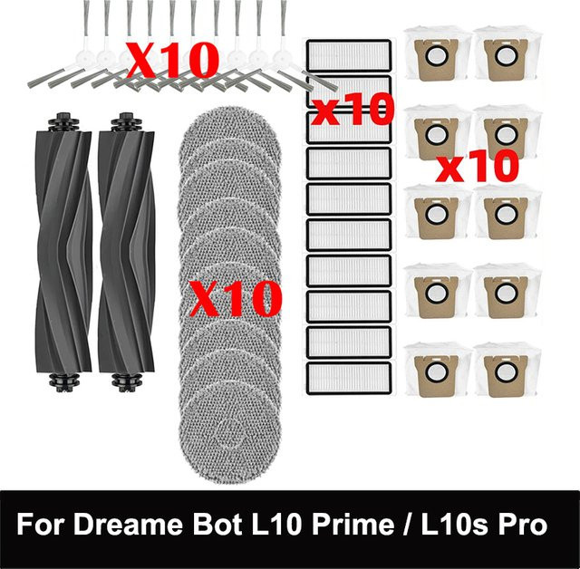 Dreame Ersatzteil-Set für L10s Pro, L10s Ultra und S10 Pro mit Hauptseitenbürste, Hepa-Filter, Mopp und Staubbeutel, Multicolor - Bild 1