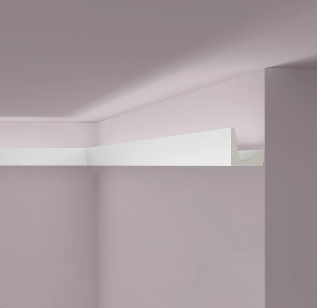 NOEL & MARQUET NMC IL5 ARSTYL Eckleiste Zierleiste Stuckleiste für indirekte Beleuchtung, Weiß, B/H/T: 5 x 5 x 200 cm - Bild 1