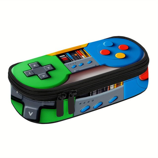 Gamepad Design Federmäppchen mit Controller-Muster für Teenager in Schwarz und Multicolour - Bild 1